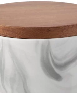 Frisco Ceramic Marble Print Treat Jar with Wood Lid -PetNest Shop 256054 PT2. SY630 V1615312313