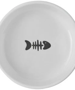 Frisco Round Meow Non-skid Ceramic Cat Bowl with Wood Base, 1.25 cups -PetNest Shop 256078 PT4. SY630 V1615312284