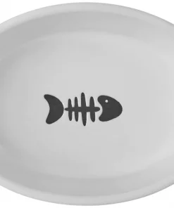 Frisco Oval Meow Non-skid Ceramic Cat Bowl with Wood Base, 1 Cup -PetNest Shop 256080 PT4. SY630 V1615311695