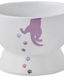 Frisco Cat Print Non-skid Elevated Ceramic Cat Bowl, Short, 1.0 Cup