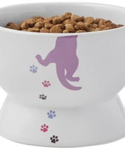 Frisco Cat Print Non-skid Elevated Ceramic Cat Bowl, Short, 1.0 Cup -PetNest Shop 256096 PT5. SY630 V1616522496