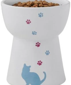 Frisco Cat Print Non-skid Elevated Ceramic Cat Bowl, Tall -PetNest Shop 256098 PT5. SY630 V1616522544