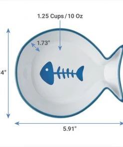 Frisco Fish Shaped Non-skid Ceramic Cat Bowl, 1.37 Cups 10 Frisco Fish Shaped Non-skid Ceramic Cat Bowl, 1.37 Cups -PetNest Shop 256111 PT1. SY630 V1616697558