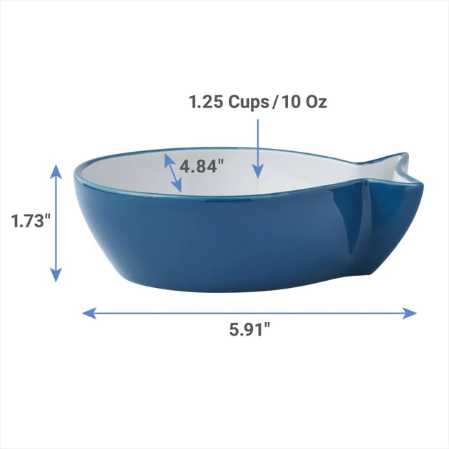 Frisco Fish Shaped Non-skid Ceramic Cat Bowl, 1.37 Cups 5 Frisco Fish Shaped Non-skid Ceramic Cat Bowl, 1.37 Cups - Image 3