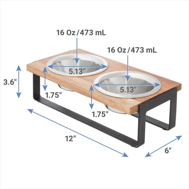 Frisco Wooden Bars Dog & Cat Double Bowl Diner 4 Frisco Wooden Bars Dog & Cat Double Bowl Diner - Image 2