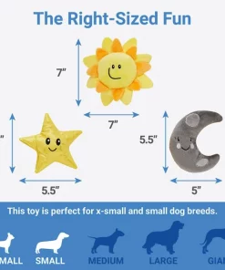 Frisco Road Trip Sun, Moon, & Star Plush Squeaky Dog Toy, 3 count -PetNest Shop 262007 PT1. SY630 V1623698254