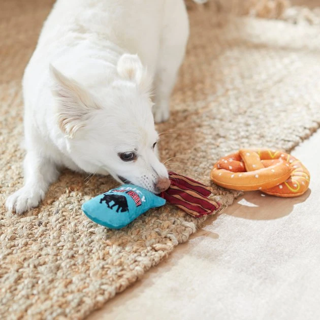 Frisco Road Trip Jerky & Pretzel Plush Squeaky Dog Toy, 2 count 5 Frisco Road Trip Jerky & Pretzel Plush Squeaky Dog Toy, 2 count - Image 3