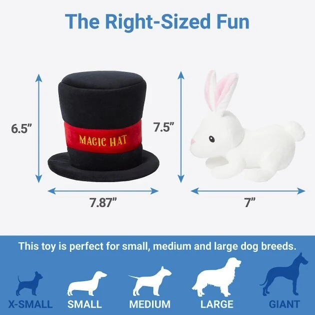 Frisco Magic Rabbit in a Hat 2-in-1 Plush Squeaky Dog Toy 4 Frisco Magic Rabbit in a Hat 2-in-1 Plush Squeaky Dog Toy - Image 2