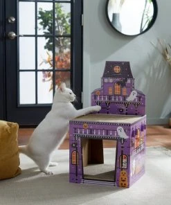Frisco Halloween Mansion Cardboard Cat House, 2-Story -PetNest Shop 266705 PT3. SY630 V1621535913