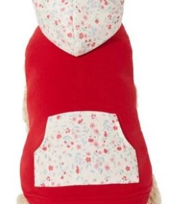 Frisco Floral Accent Dog & Cat Hoodie, Red -PetNest Shop 268042 PT2. SY630 V1637683621