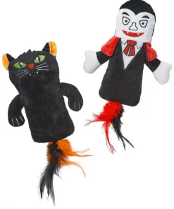 Frisco Vampire & Black Cat Plush Kicker Cat Toy with Catnip, 2 count
