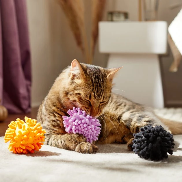 Frisco Halloween Moppy Ball Cat Toy with Catnip, 3 count 5 Frisco Halloween Moppy Ball Cat Toy with Catnip, 3 count - Image 3