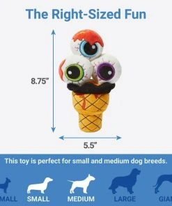 Frisco Halloween Eyeball Ice Cream Plush Squeaky Dog Toy -PetNest Shop 270355 PT1. SY630 V1626284490