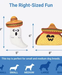 Frisco Halloween Fiesta Ghost & Taco Plush Squeaky Dog Toy, 2 count -PetNest Shop 270371 PT1. SY630 V1626284770