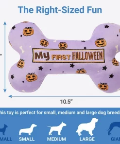 Frisco Halloween My First Halloween Bone Reversible Plush Squeaky Dog Toy -PetNest Shop 270452 PT1. SY630 V1626285075
