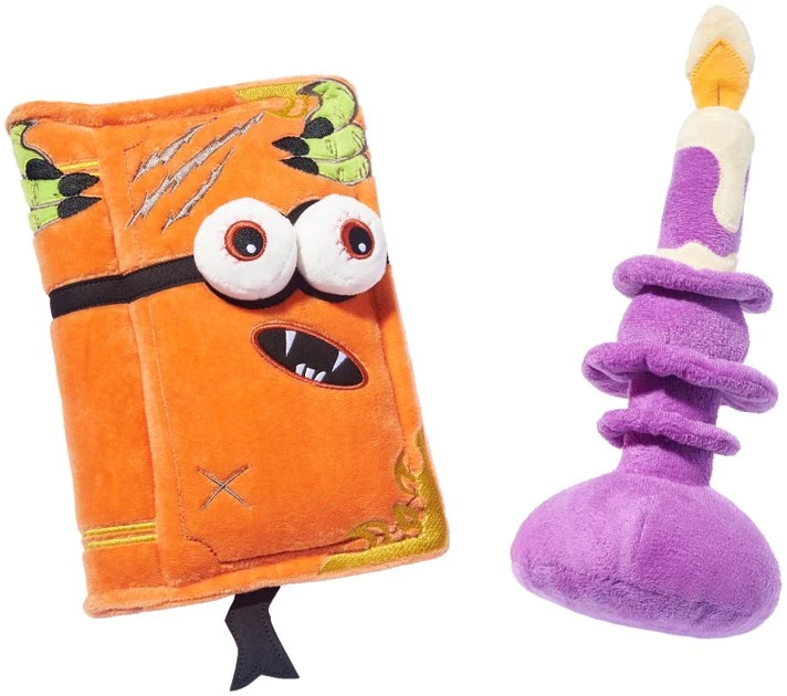 Frisco Halloween Monster Book & Candle Plush Squeaky Dog Toy, 2 count 3 Frisco Halloween Monster Book & Candle Plush Squeaky Dog Toy, 2 count