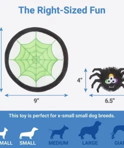 Frisco Spider's Web & Spider Flat Plush Interactive Squeaky Dog Toy, 2 count -PetNest Shop 270458 PT1. SY630 V1626284475