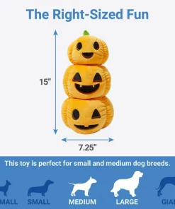 Frisco Halloween Jack-o-Lantern Tower Bottle Cruncher Plush Squeaky Dog Toy -PetNest Shop 270476 PT1. SY630 V1626285367