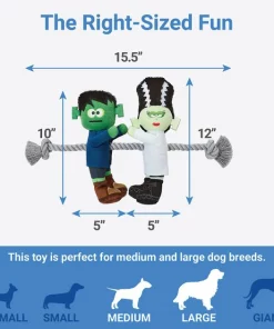 Frisco Frankenstein & Bride Plush with Rope Squeaky Dog Toy -PetNest Shop 270496 PT1. SY630 V1626284487