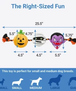 Frisco Halloween Haunted Friends Plush with Rope Squeaky Dog Toy -PetNest Shop 270500 PT1. SY630 V1626284179