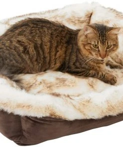 Frisco Faux Fur Rectangular Bolster Cat & Dog Bed -PetNest Shop 270888 PT3. SY630 V1626294077