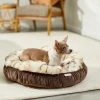 Frisco Faux Fur Velvet Round Bolster Cat & Dog Bed