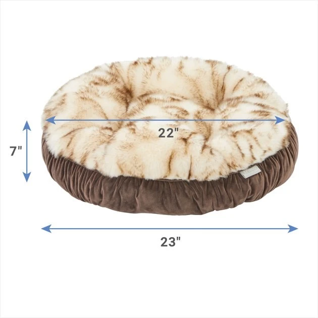 Frisco Faux Fur Velvet Round Bolster Cat & Dog Bed 4 Frisco Faux Fur Velvet Round Bolster Cat & Dog Bed - Image 2