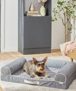 Frisco Chambray Orthopedic Sofa Bolster Dog Bed w/Removable Cover