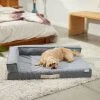Frisco Chambray Orthopedic Corner Sofa Bolster Dog Bed w/Removable Cover -PetNest Shop 270911 MAIN. SY630 V1626881792