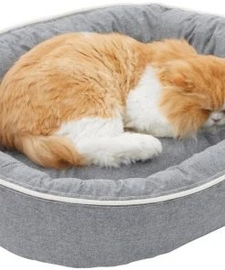 Frisco Chambray Oval Bolster Cat & Dog Bed -PetNest Shop 270921 PT3. SY630 V1626294135