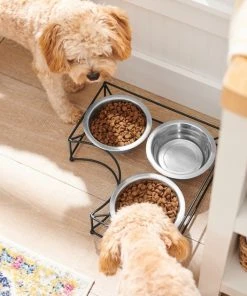 Frisco Straight Triple Corner Feeder Dog & Cat Stainless Steel Bowl -PetNest Shop 277561 PT2. SY630 V1630346973