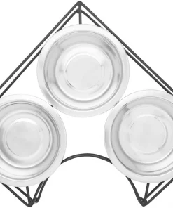 Frisco Straight Triple Corner Feeder Dog & Cat Stainless Steel Bowl -PetNest Shop 277561 PT4. SY630 V1627935444