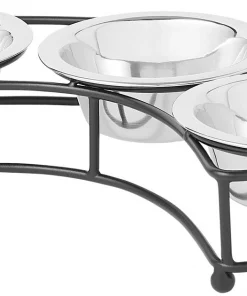 Frisco Curved Triple Feeder Stainless Steel Dog & Cat Bowl
