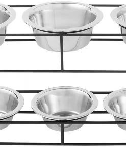 Frisco Straight Triple Feeder Stainless Steel Dog & Cat Bowl -PetNest Shop 277568 PT5. SY630 V1627936036