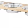 Frisco Dark Wooden Triple Elevated Stainless Steel Dog & Cat Bowl -PetNest Shop 277570 MAIN. SY630 V1627933893