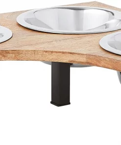 Frisco Corner Wooden Triple Elevated Dog & Cat Bowls