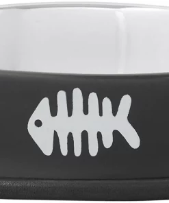 Frisco Fish Bone Print Non-Skid Stainless Steel Cat Bowl