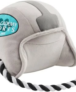 Frisco Football Helmet Plush with Rope Squeaky Dog Toy