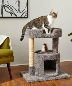 Frisco 27-in Real Carpet Cat Tree with Condo and Oval Perch