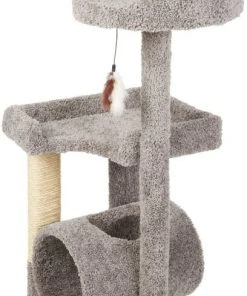 Frisco 54-in Real Carpet Cat Tree with Tunnel and Square Perches, Gray -PetNest Shop 282767 PT3. SY630 V1621949643
