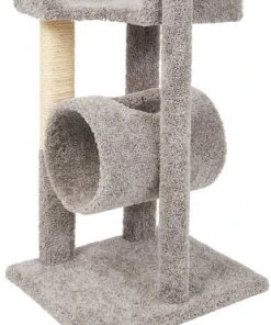 Frisco 54-in Real Carpet Cat Tree with Tunnel and Square Perches, Gray -PetNest Shop 282767 PT4. SY630 V1621948663