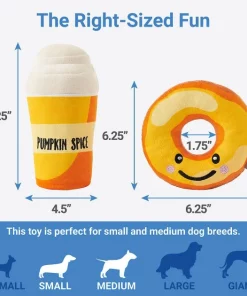 Frisco Fall Pumpkin Pie Latte & Donut Plush Squeaky Dog Toy, 2 count -PetNest Shop 285611 PT1. SY630 V1633969282