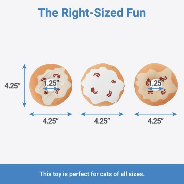 Frisco Maple Bacon Donut Plush Cat Toy with Catnip, 3 count 4 Frisco Maple Bacon Donut Plush Cat Toy with Catnip, 3 count - Image 2