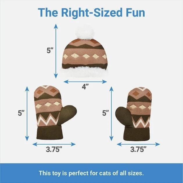 Frisco Mittens & Hat Plush Cat Toy with Catnip, 3 count 4 Frisco Mittens & Hat Plush Cat Toy with Catnip, 3 count - Image 2