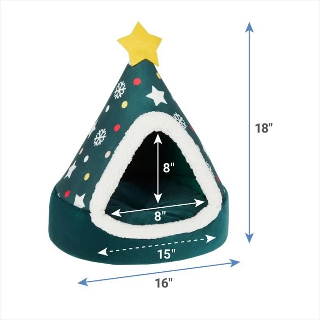 Frisco Holiday Dog & Cat Christmas Tree Cave Bed 4 Frisco Holiday Dog & Cat Christmas Tree Cave Bed - Image 2