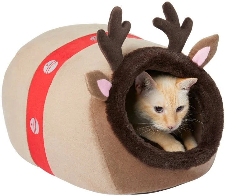 Frisco Holiday Dog & Cat Reindeer Cave Bed 5 Frisco Holiday Dog & Cat Reindeer Cave Bed - Image 3