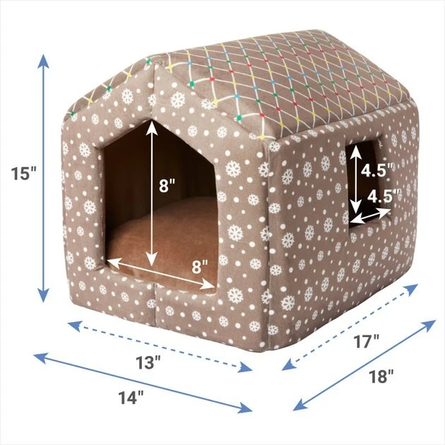 Frisco Holiday Dog & Cat Gingerbread House Bed 4 Frisco Holiday Dog & Cat Gingerbread House Bed - Image 2