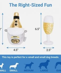Frisco New Year's Eve Champagne & Flute Plush Squeaky Dog Toy, 2 count -PetNest Shop 288486 PT1. SY630 V1640718537