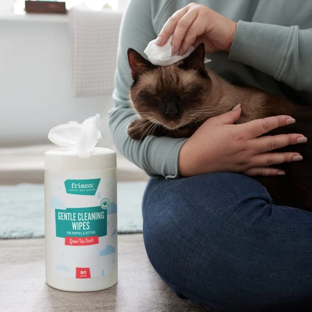 Frisco Gentle Cleaning Waterless Grooming Wipes for Puppies & Kittens, Green Tea Scent 8 Frisco Gentle Cleaning Waterless Grooming Wipes for Puppies & Kittens, Green Tea Scent - Image 6