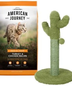 American Journey||Frisco American Journey Turkey & Chicken Recipe Grain-Free Dry Food + Frisco Cactus Cat Scratching Post, 22-in